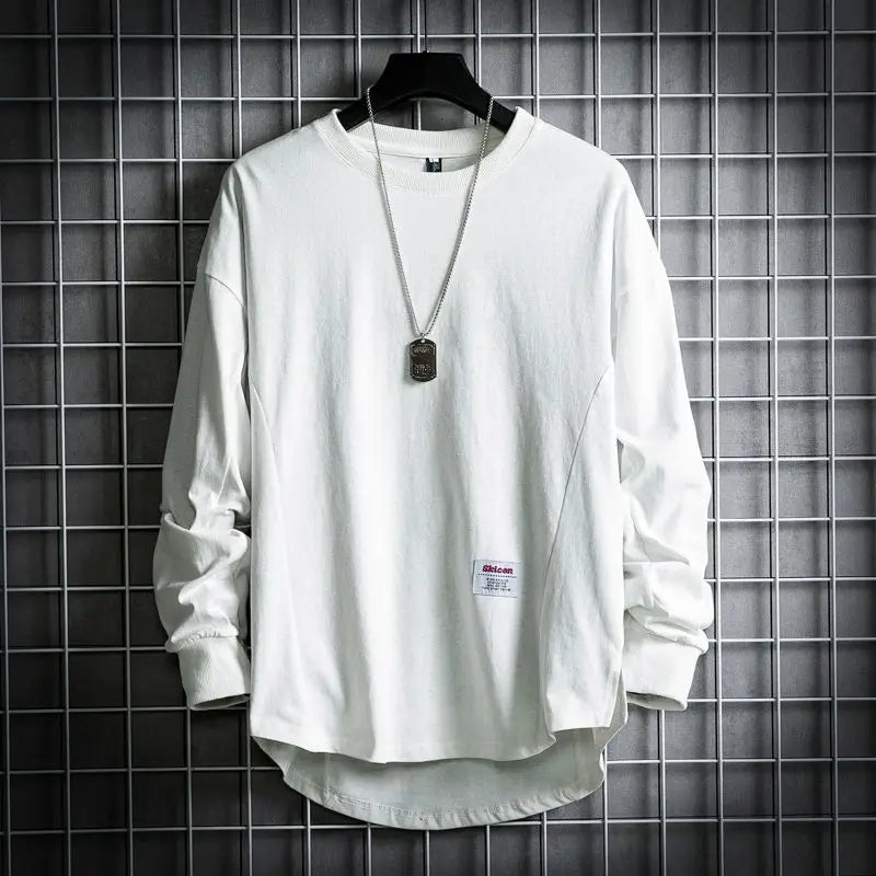 Oversized Cotton Pullover Sweatshirt for Men - Drop Hem Crewneck Shirt 3