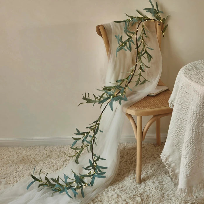 Lighted Olive Branch – Artificial Olive Stems Woven with Twinkling Fairy Lights