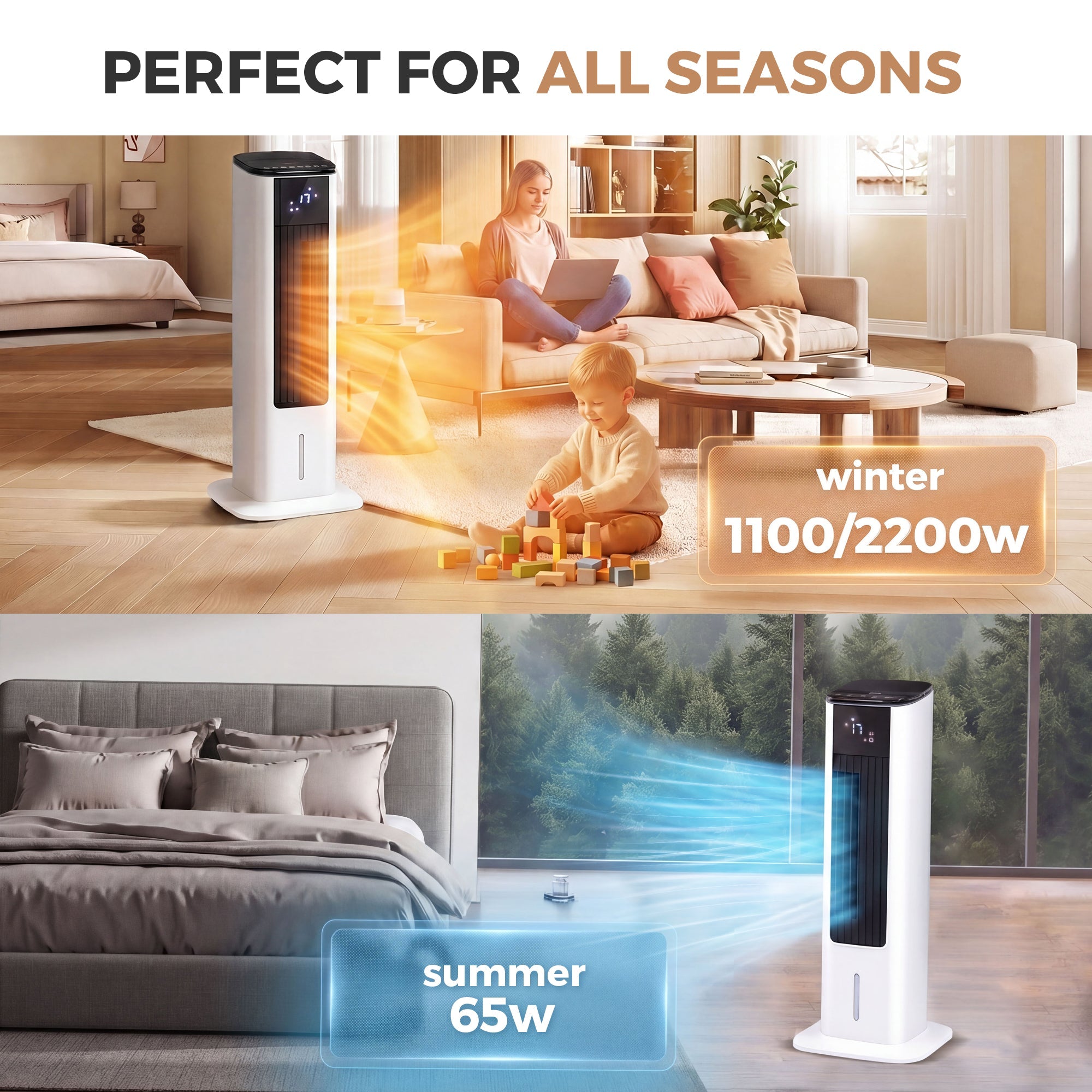 Portable Air Conditioner and Heater Fan 3.5L with Remote, Timer, and Oscillation 2