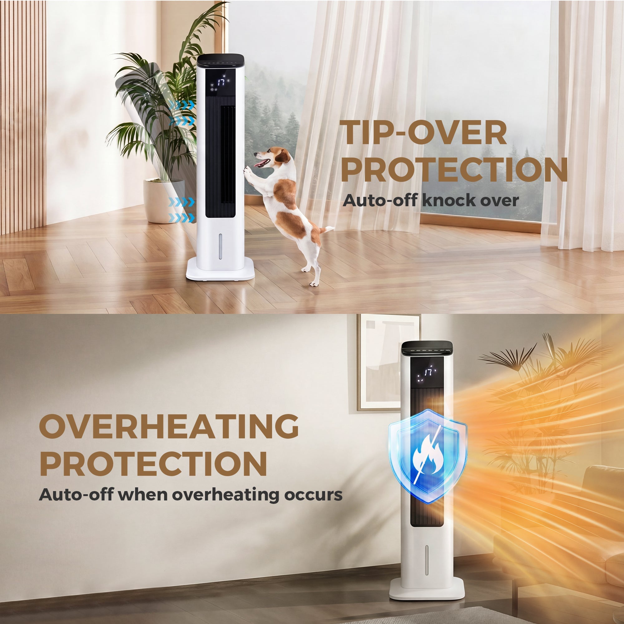 Portable Air Conditioner and Heater Fan 3.5L with Remote, Timer, and Oscillation 3