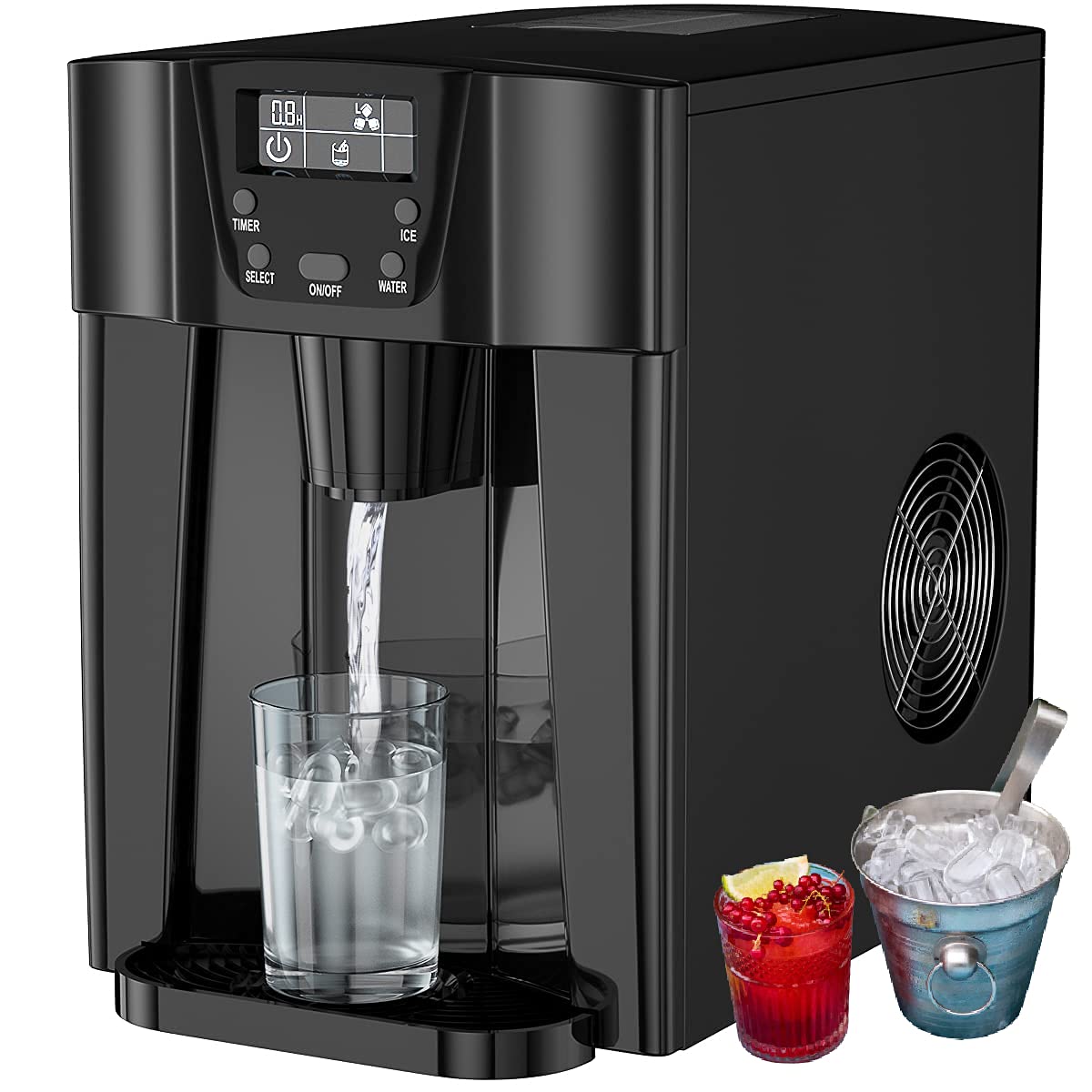 Portable Countertop Ice Maker Machine with Water Dispenser, 12kg/24h, Quick Cycle 0