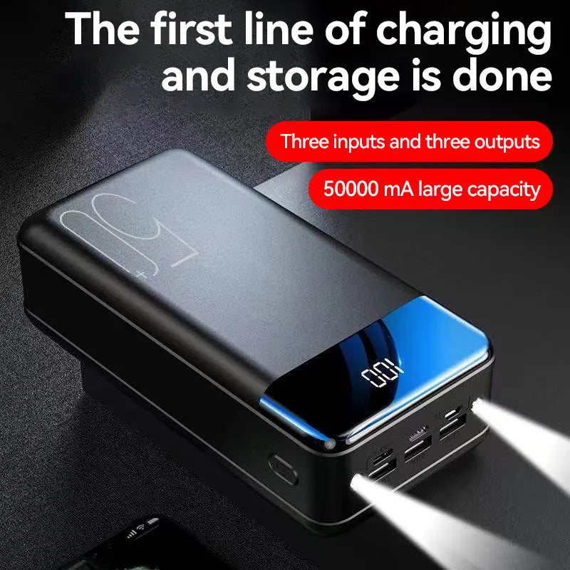 Ultra Power Bank – Capacité 50 000 mAh, Charge Rapide & Multiples Sorties USB pour Usage Prolongé