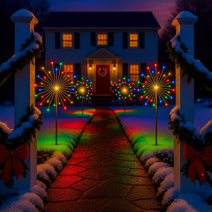 Outdoor Rainbow Starburst Lights – Multicolor Firework Effect for Yard and Path