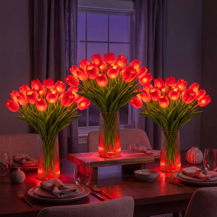 LED Tulip Bouquet Lamp – Glowing Artificial Tulips with Warm Ambient Light