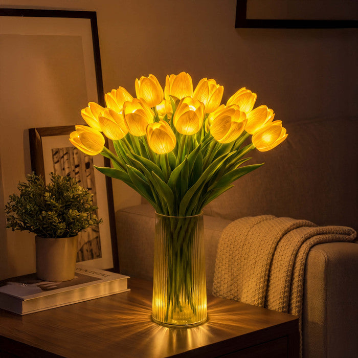 LED Tulip Bouquet Lamp – Glowing Artificial Tulips with Warm Ambient Light