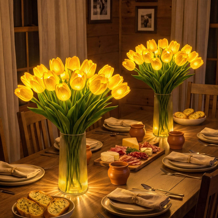 LED Tulip Bouquet Lamp – Glowing Artificial Tulips with Warm Ambient Light