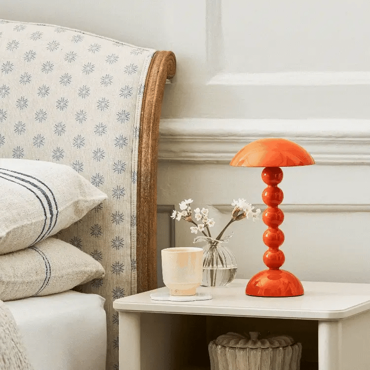 Rechargeable LED Lamp - Adjustable Brightness, Orange Bobbin Design, Glossy Finish 1