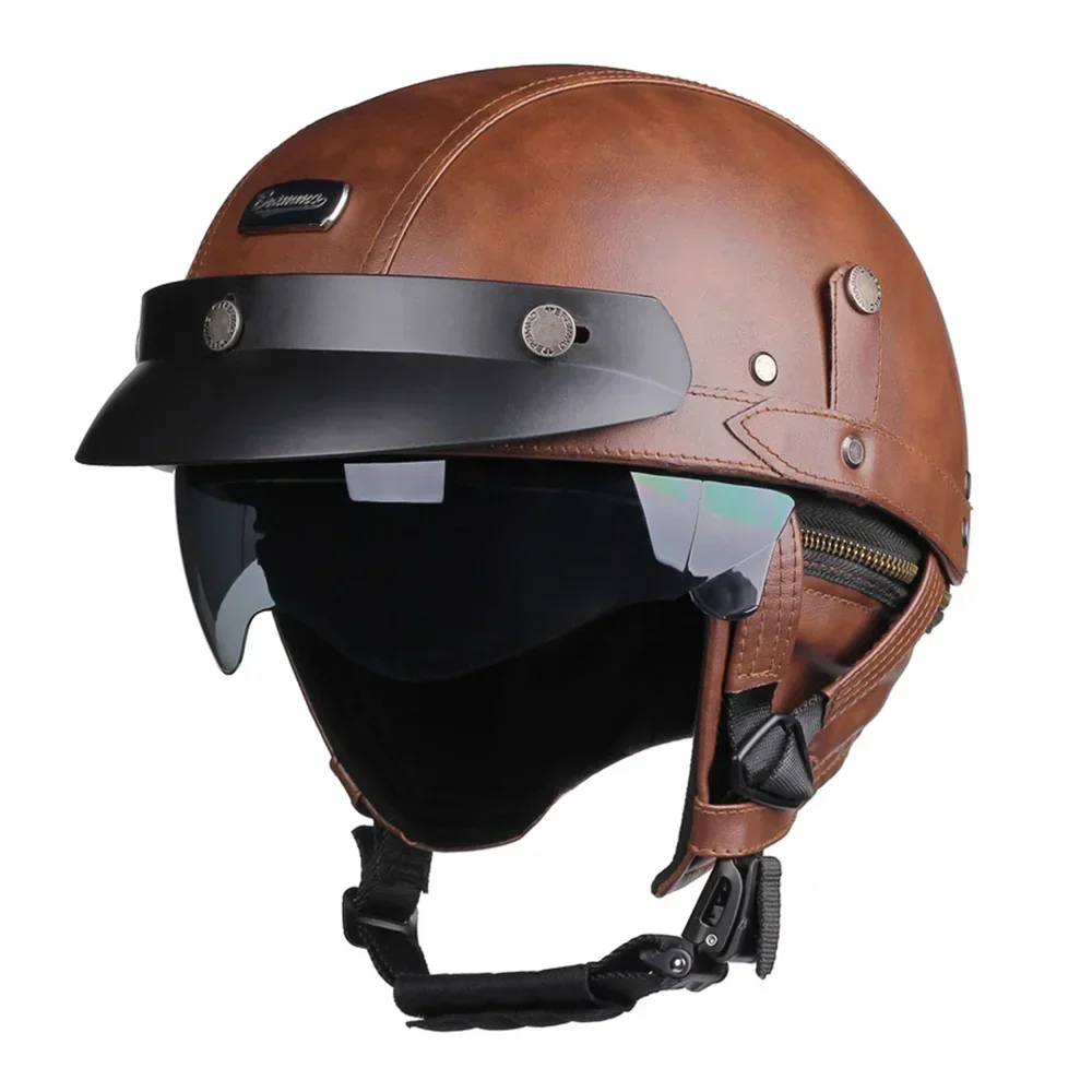 Retro Motorhelm Heren en Dames - DOT-gecertificeerd, Lichtgewicht en Ademend 8