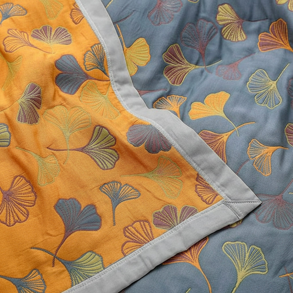 Reversible Throw Blanket Elegant Leaf Pattern Cozy Decor 5