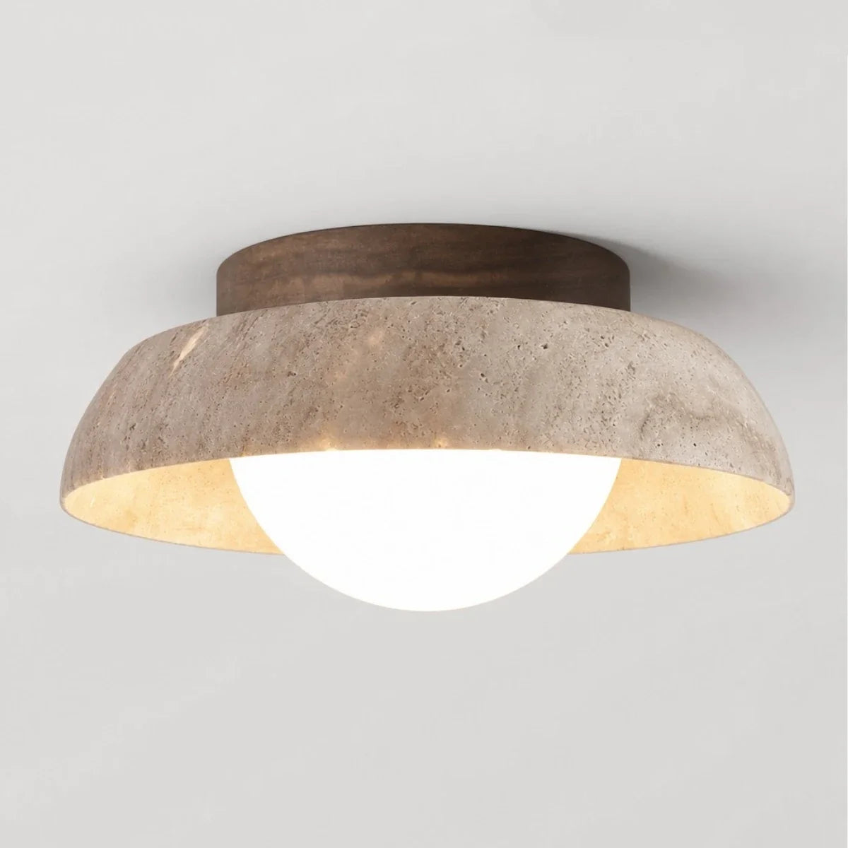 Rhysyn Wabi-Sabi Travertine Bowl LED Ceiling Light 0