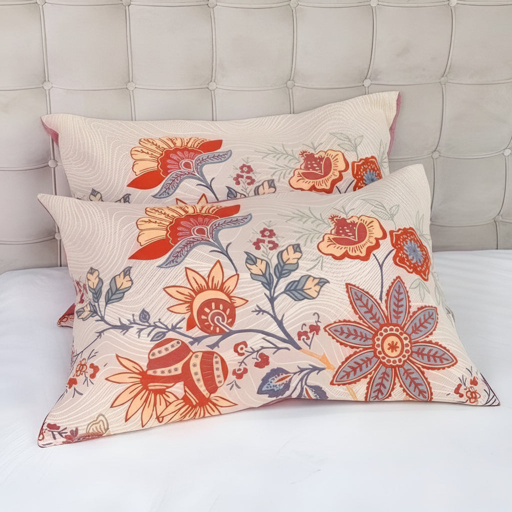 Rustic Floral Boho Pillowcases Set – 100% Cotton, 20x30, 2 Pieces 0