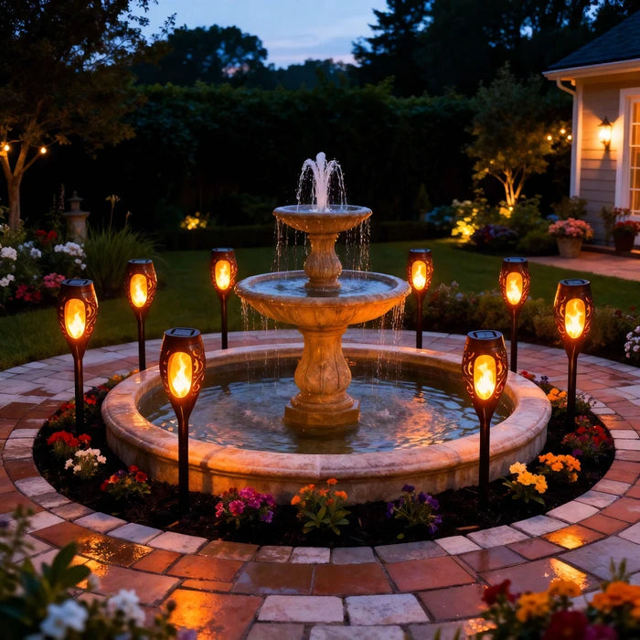 Solar Flame Garden Torch – Flickering Amber Light with Automatic Dusk Switch