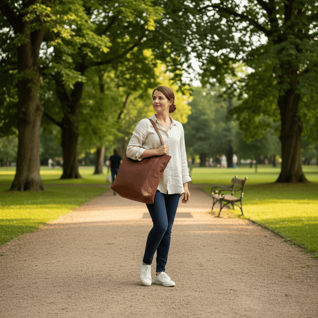 Sac fourre-tout à épaule – Organisateur aspect cuir, fermeture sécurisée et bretelles souples