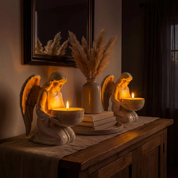 Angel Candle Holder – Curved Tabletop Figure with a Smooth Polished Finish