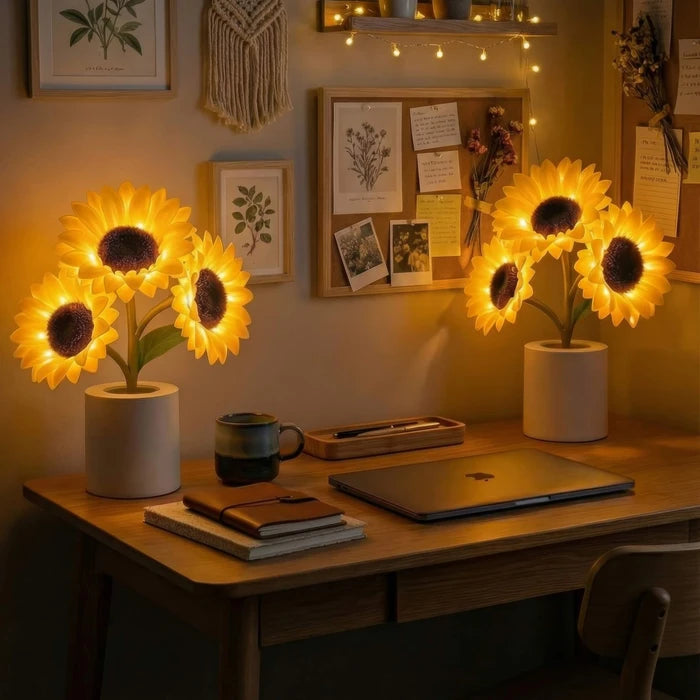 Sunflower Table Lamp – Decorative Flower Lamp with a Warm Gold Glow