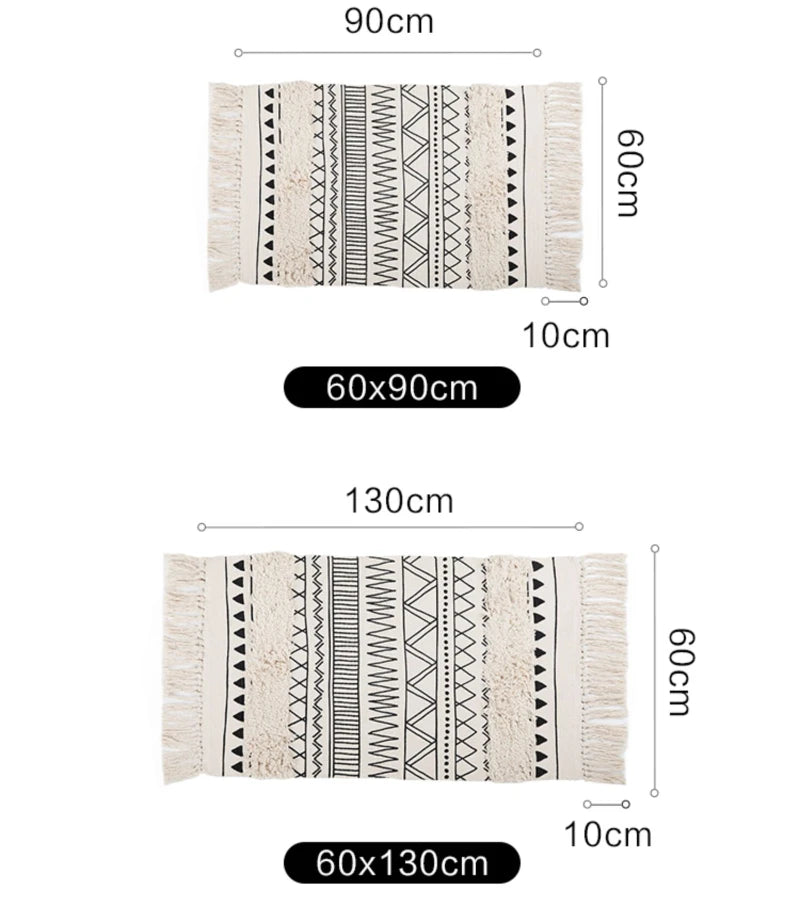 LivaLoom – Boheme Bomuld-Linned Tæppe med 3D Struktur & Nem Pleje