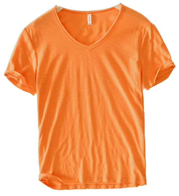 Men's V-Neck T-Shirt – Linen Cotton Blend with a Breathable Slim Fit