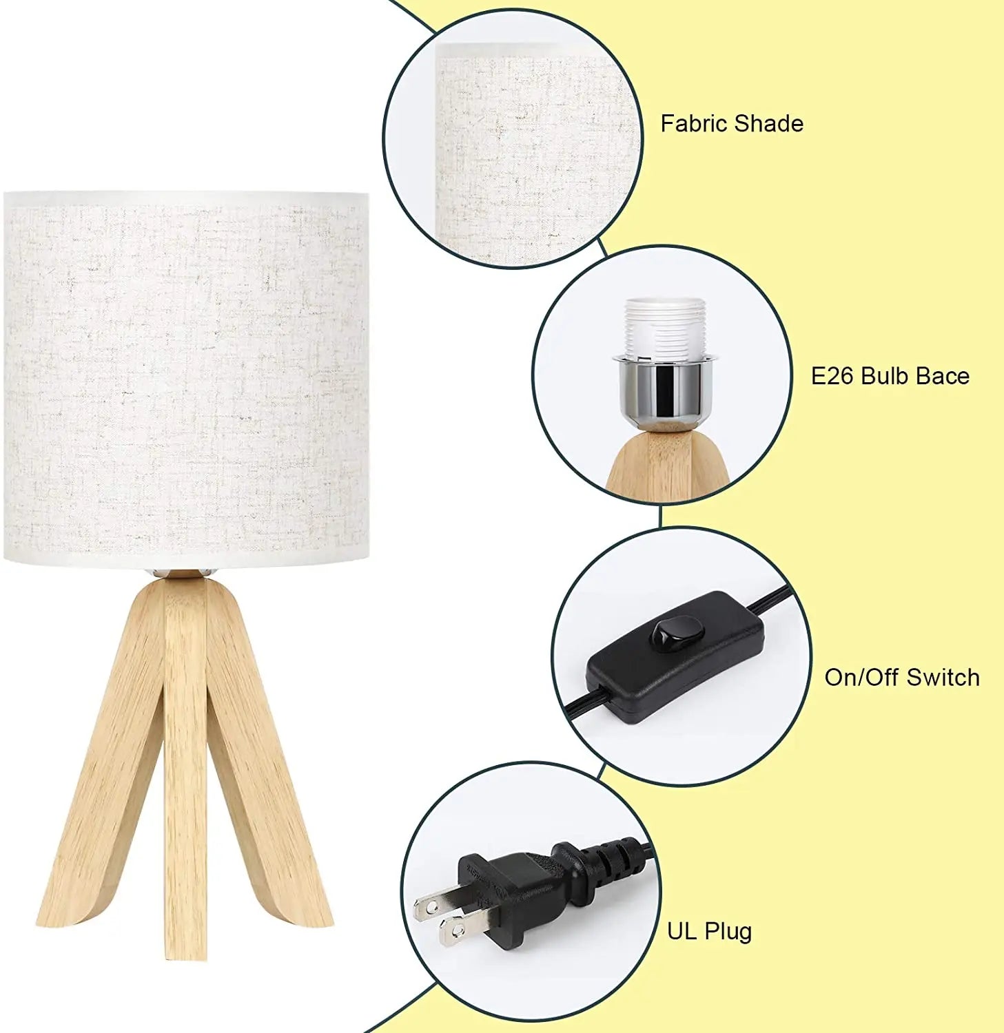 Lumivæk – Bordlampe i Træ med Hørskærm & Blødt Stemningslys til Soveværelset