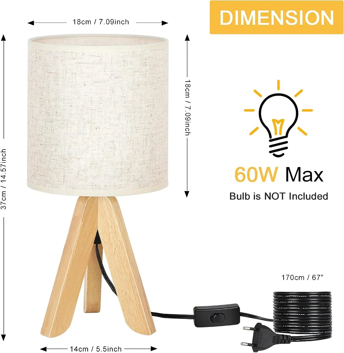 Lumivæk – Bordlampe i Træ med Hørskærm & Blødt Stemningslys til Soveværelset