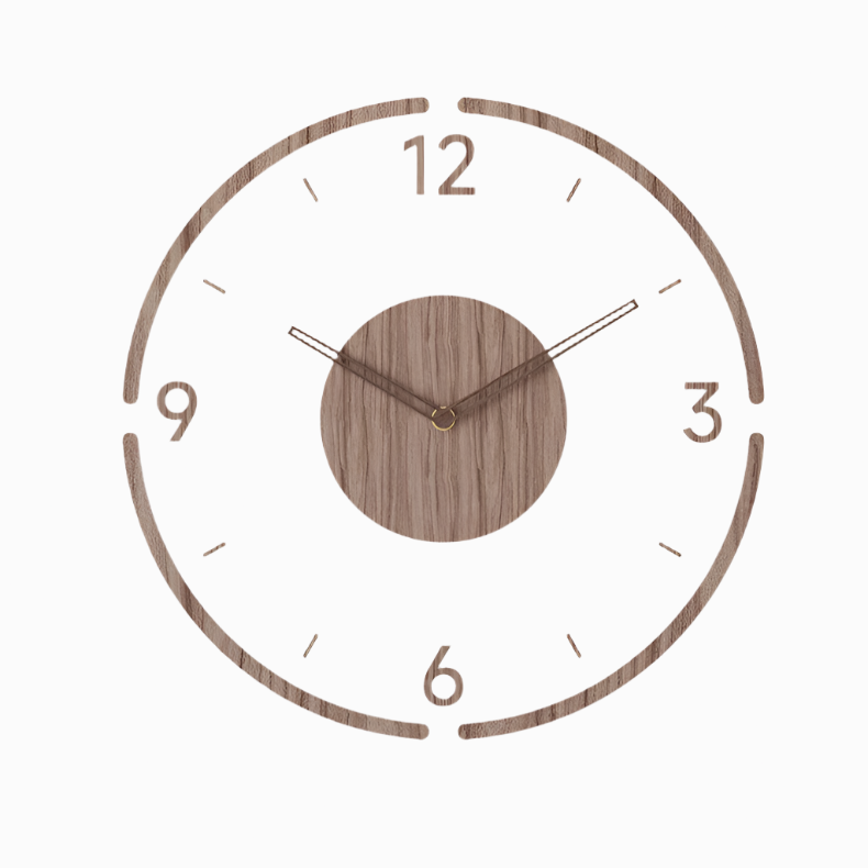 Skandinavische Wanduhr 30 cm aus Buchenholz und Glas, geräuschloses Quarzwerk 1