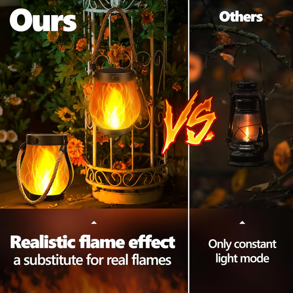 Solar Flame Lantern with Flickering LED Light and Weather-Resistant Design for Outdoor Use 5