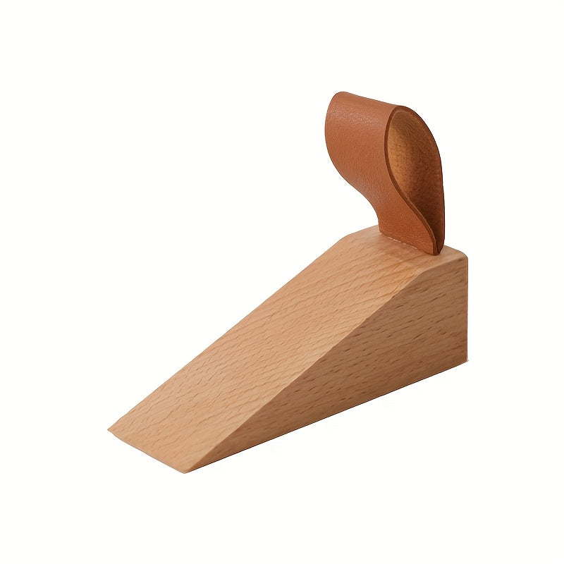 Solid Wood Door Stop Wedge with Non-Slip Base for Indoor Use 0