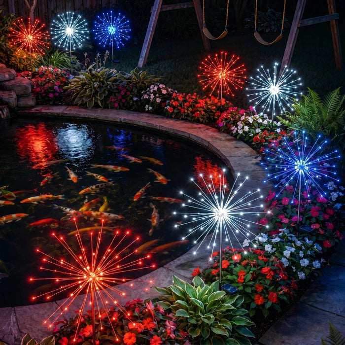 Solar Stake Lights – Red, White and Blue Sparkle Glow for Garden Paths