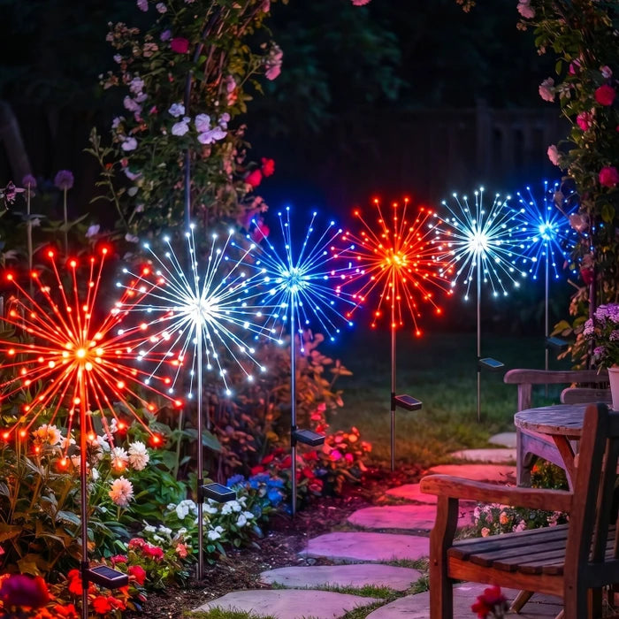 Solar Stake Lights – Red, White and Blue Sparkle Glow for Garden Paths