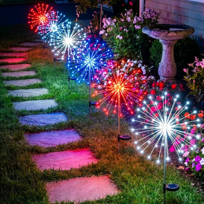 Solar Stake Lights – Red, White and Blue Sparkle Glow for Garden Paths
