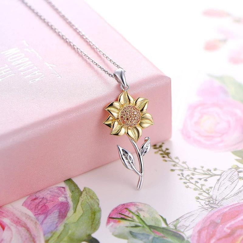 Sterling Silver Sunflower Gold Necklace 0