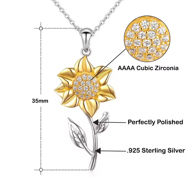 Sterling Silver Sunflower Gold Necklace 6