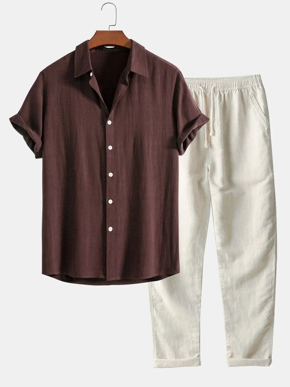 Steve's - Linnen Zomer Set Losse Broek En Overhemd 1