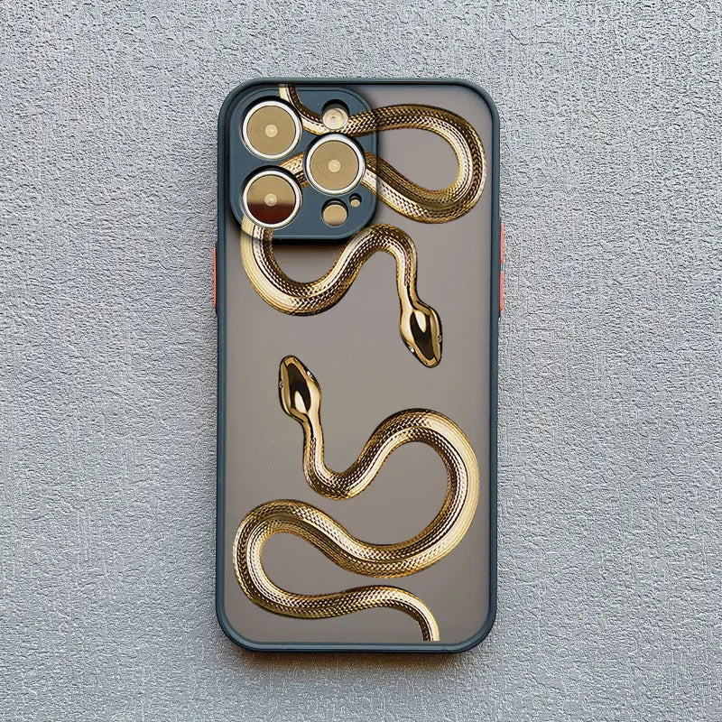 Stylish Metallic Serpent Motif iPhone Case - Slim Design for iPhone 14 Pro, 14, 13 7