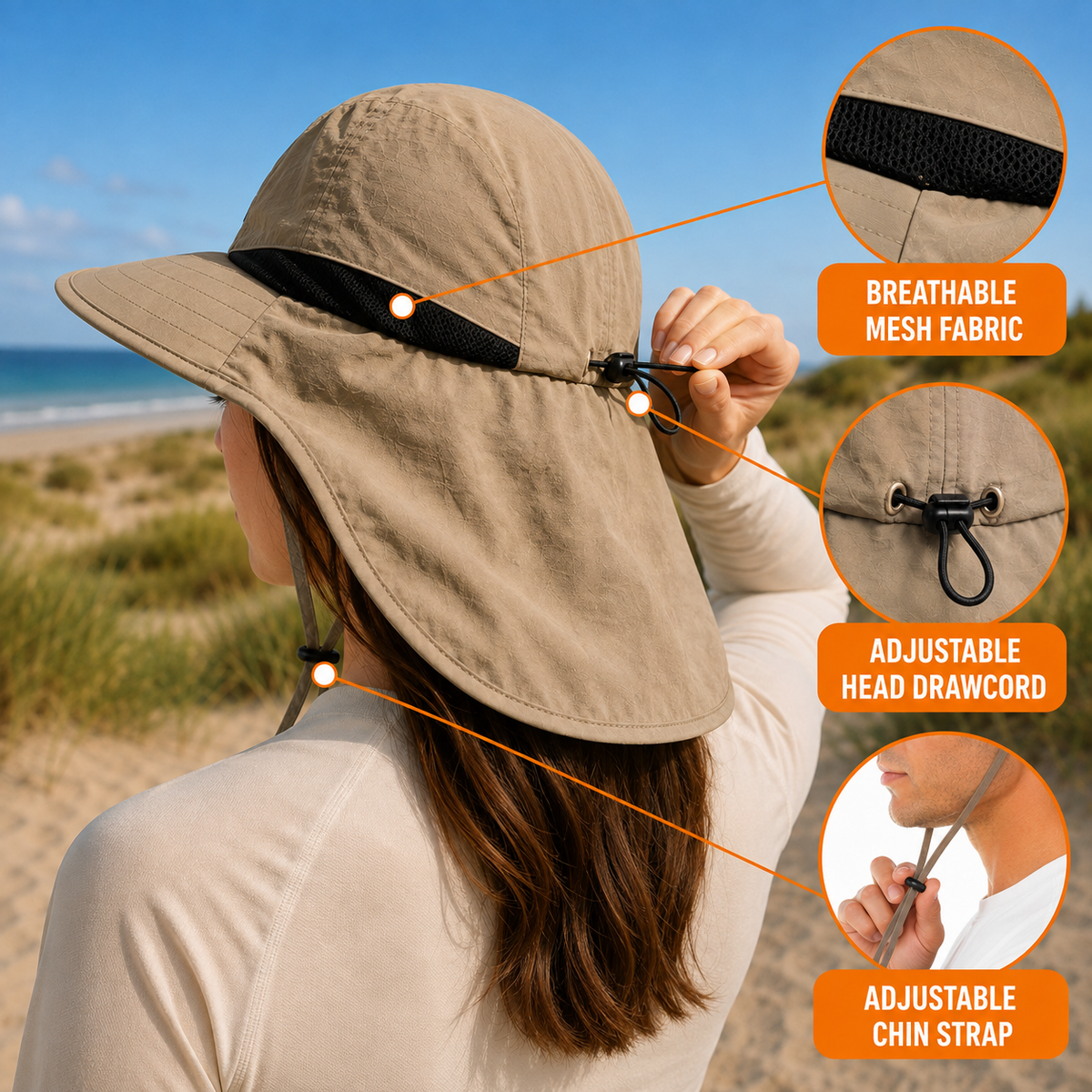 Thrives Outdoor | Brimwick Wide-Brim Hat with Neck Protection 3