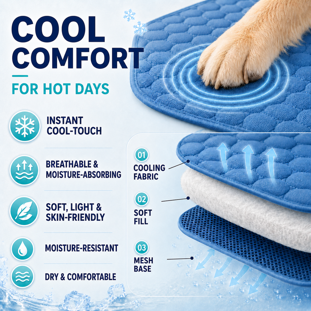 Thrives Outdoor | Coolpaw Breathable Self-Cooling Pet Sleeping Mat 6