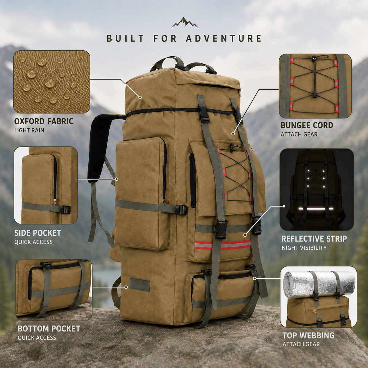 Thrives Outdoor | Large Capacity Hiking Backpack 3