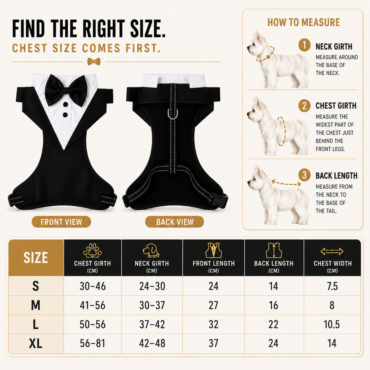 Thrives Outdoor | Pawxedo Adjustable Bow Tie Vest Harness 3