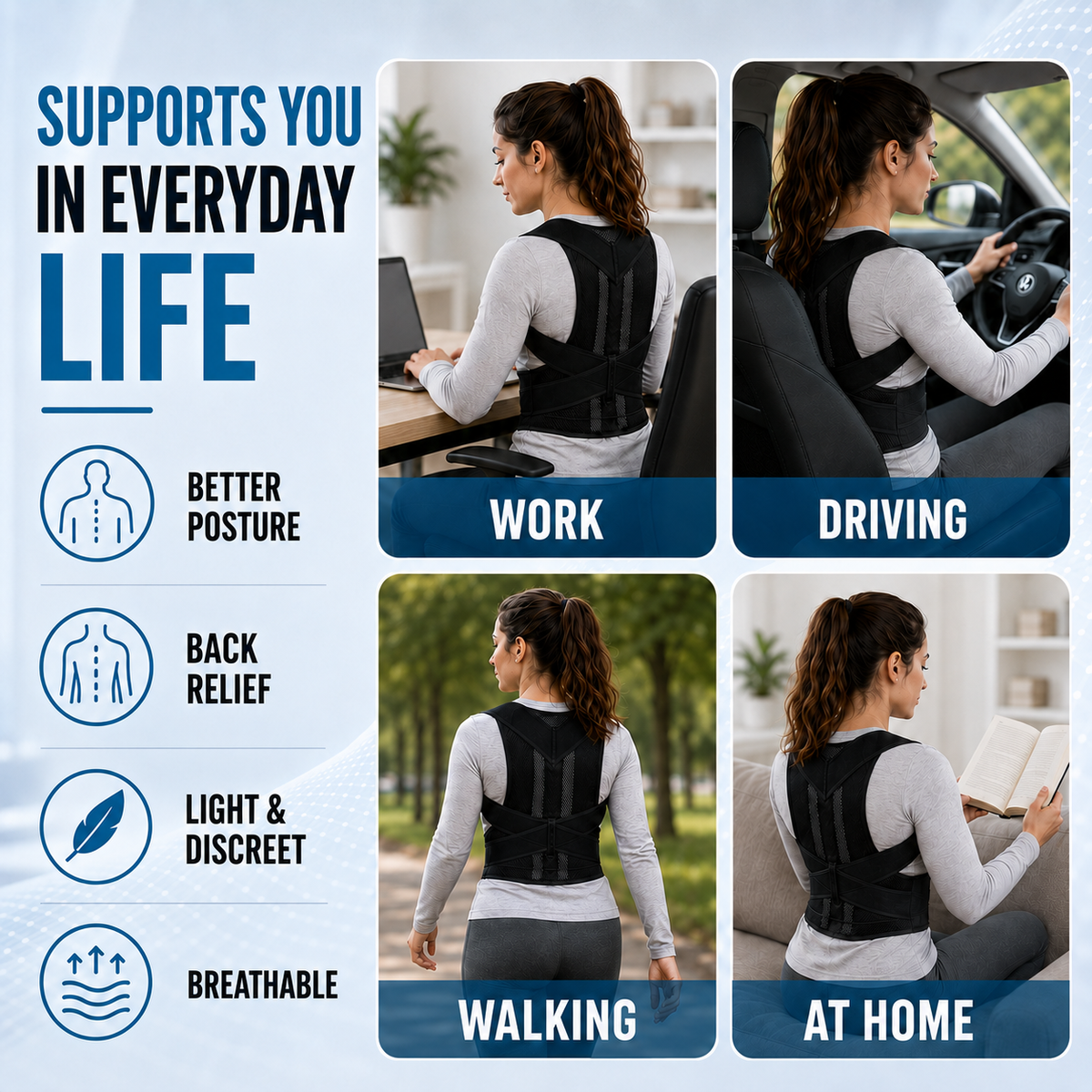 Thrives Outdoor | PostuGuard Adjustable Upper Back Brace 6