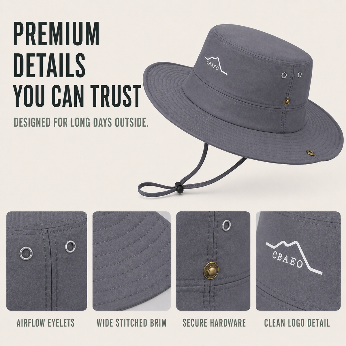 Thrives Outdoor | Shadorra Wide-Brim Waterproof Outdoor Hat 4