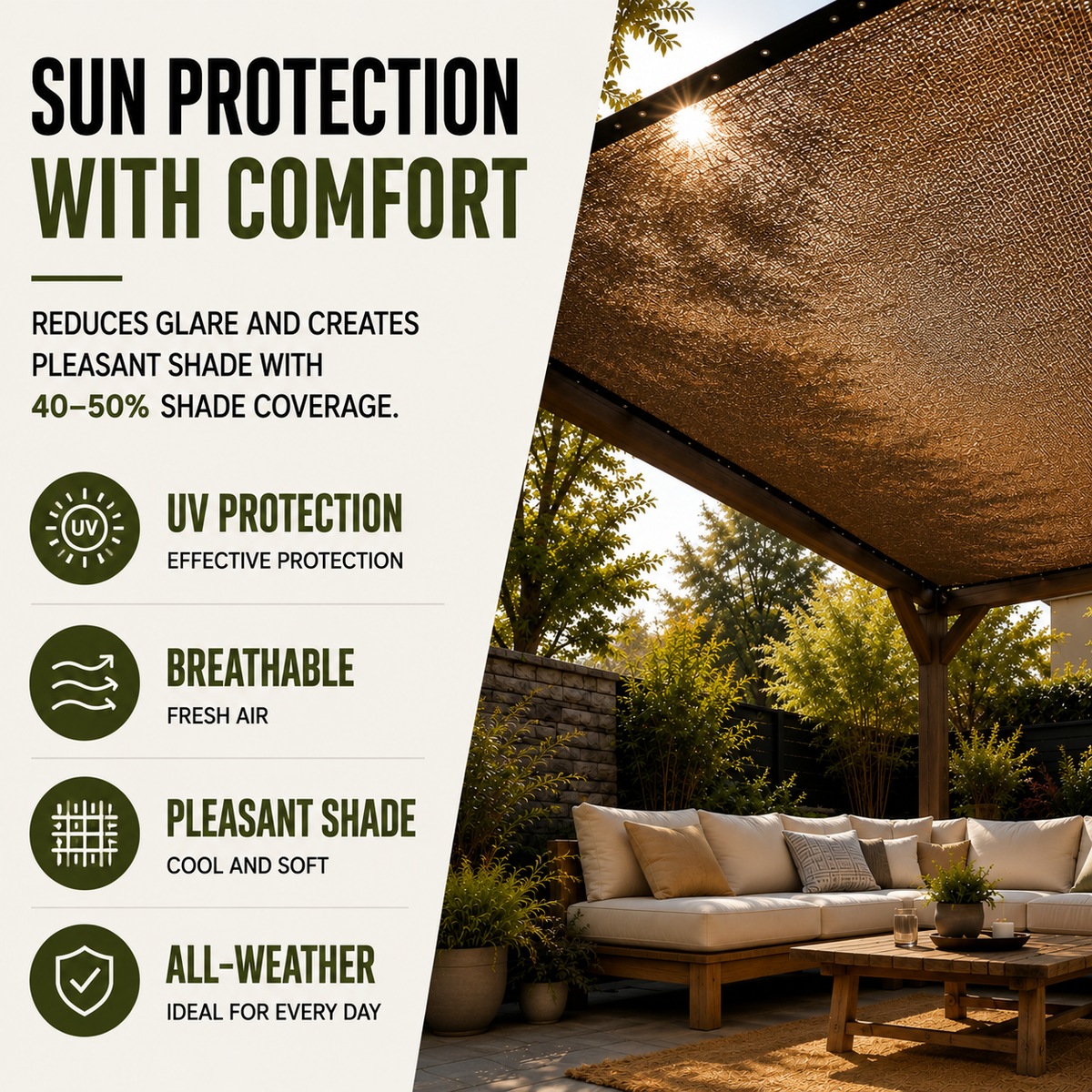 Thrives Outdoor | SolariMesh Outdoor Shade Canopy 3