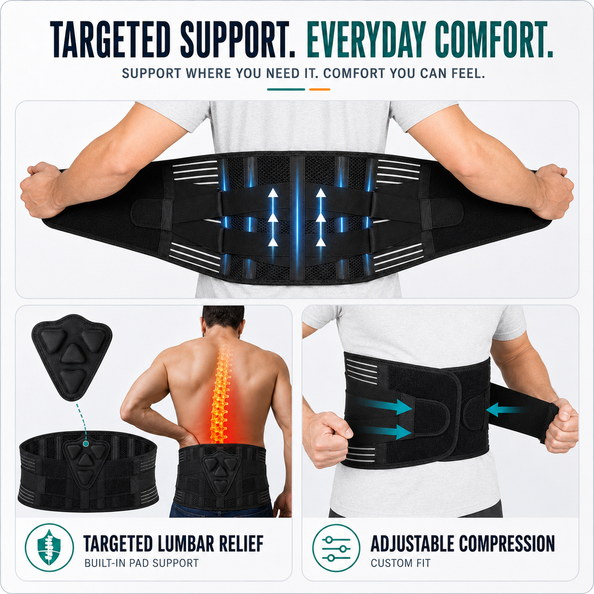 Thrives Outdoor | Spineforte Adjustable Lumbar Support Belt 3