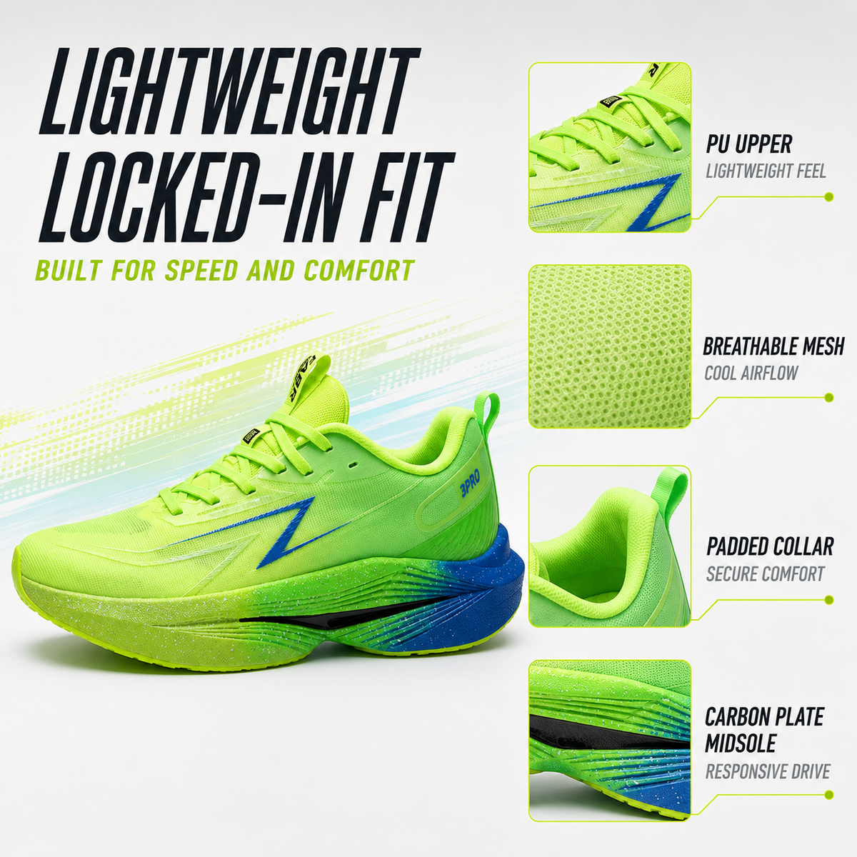 Thrives Outdoor | Stridovex Lightweight Carbon Plate Running Shoe 3