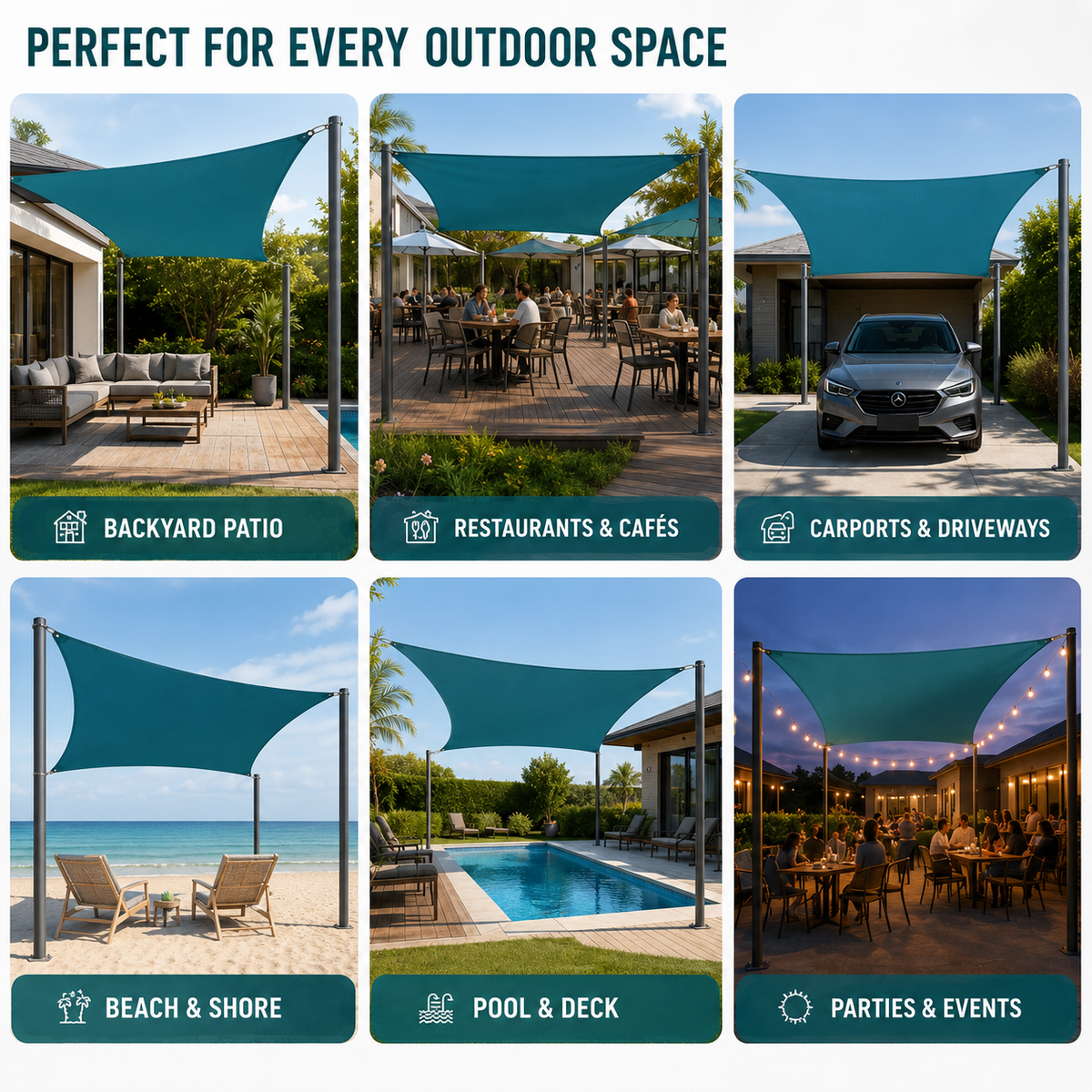 Thrives Outdoor | Sunvora Waterproof Outdoor Shade Sail 6