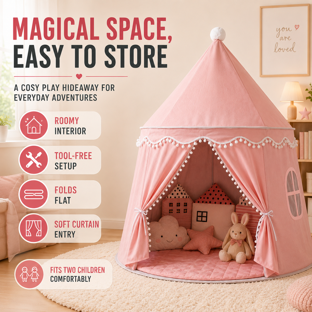 Thrives Outdoor | Tentrise Large Foldable Play Teepee 4