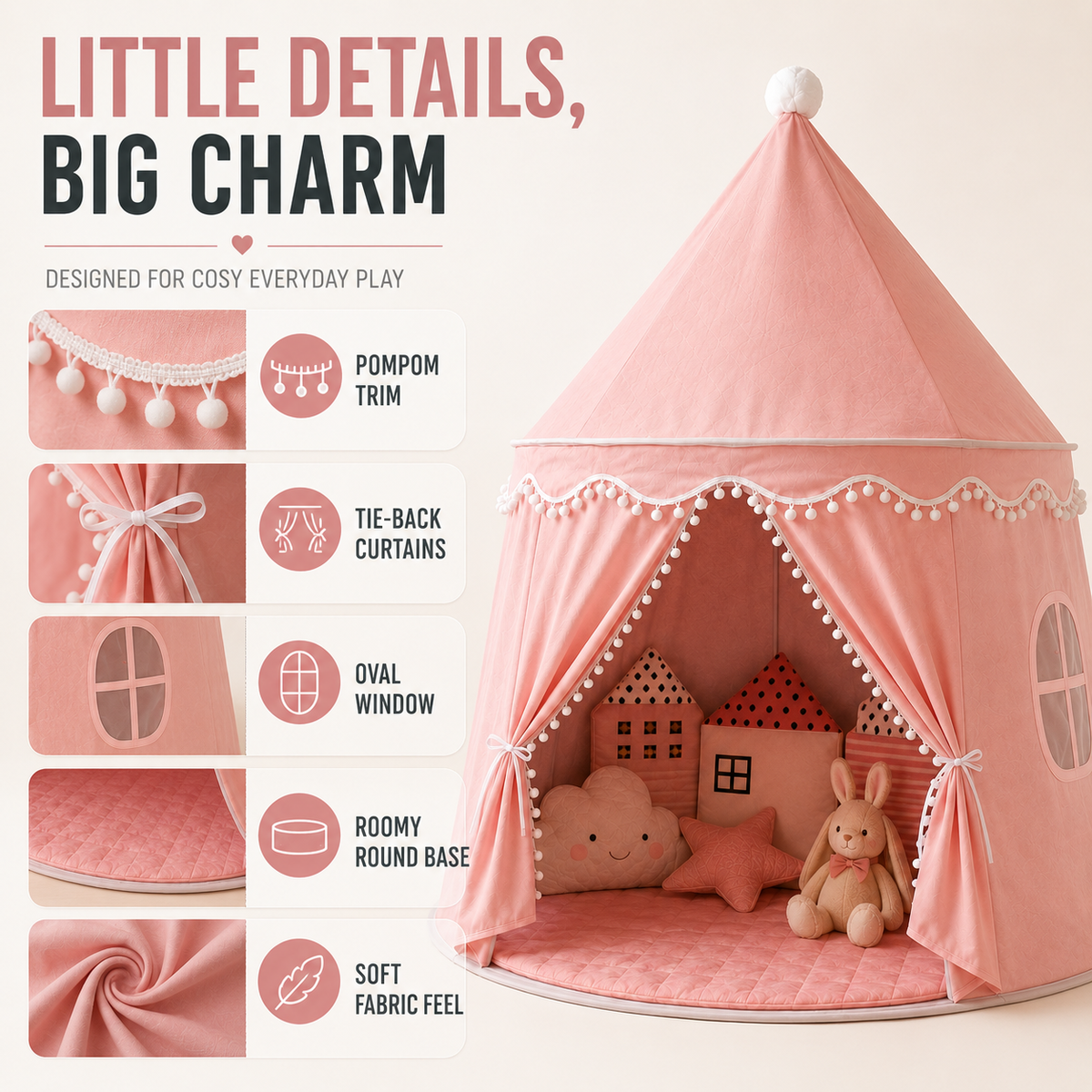 Thrives Outdoor | Tentrise Large Foldable Play Teepee 5