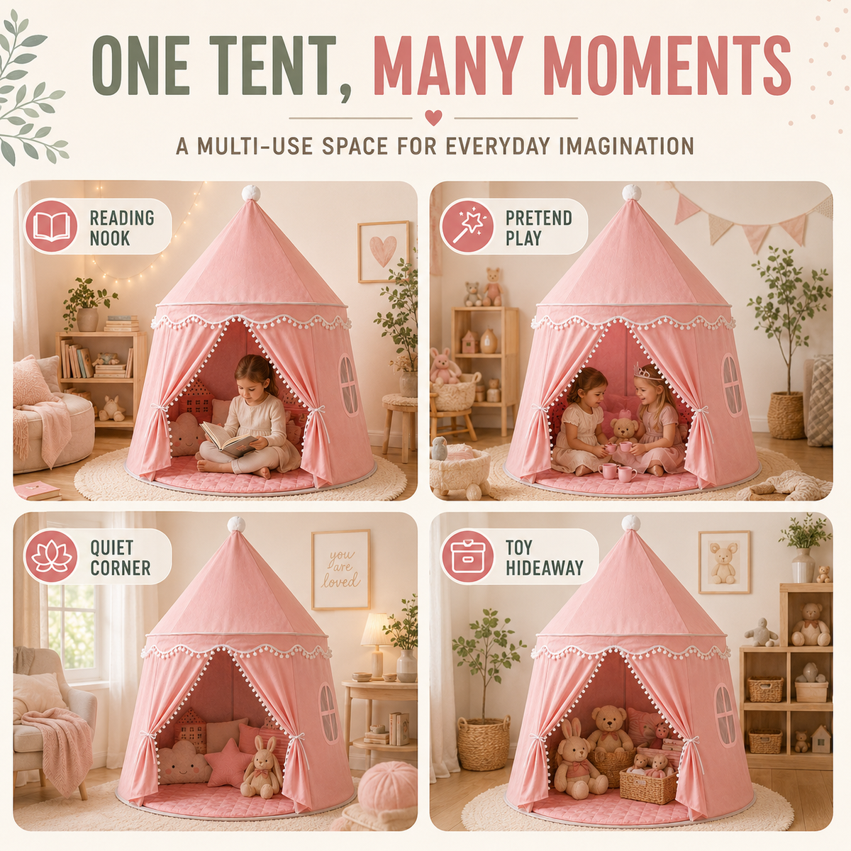 Thrives Outdoor | Tentrise Large Foldable Play Teepee 8