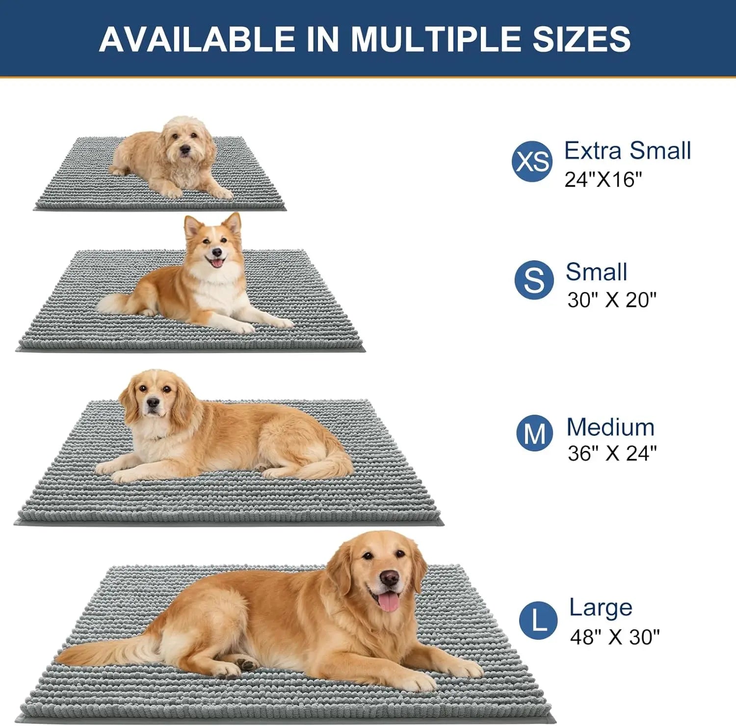 Ultra Absorbent Chenille Doormat 30x20" | Non-Slip Washable Pet Mat for Indoor Entryway, Grey 1