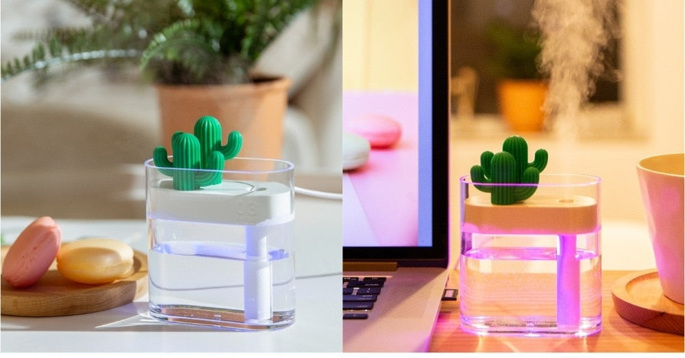 Diffuseur d’Arôme Cactus – Brume Ultrasonique, Éclairage LED & Réservoir de 160 ml pour Usage Domestique