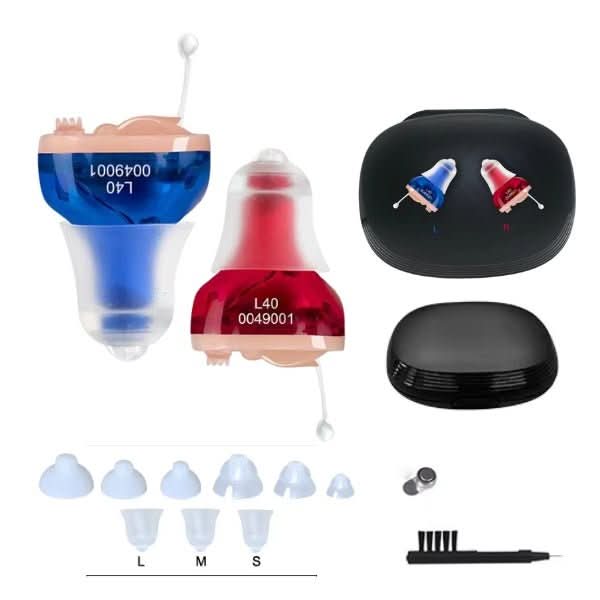 Écouteurs intra-auriculaires rechargeables – Ajustement ultra-compact, boîtier de charge et commandes faciles