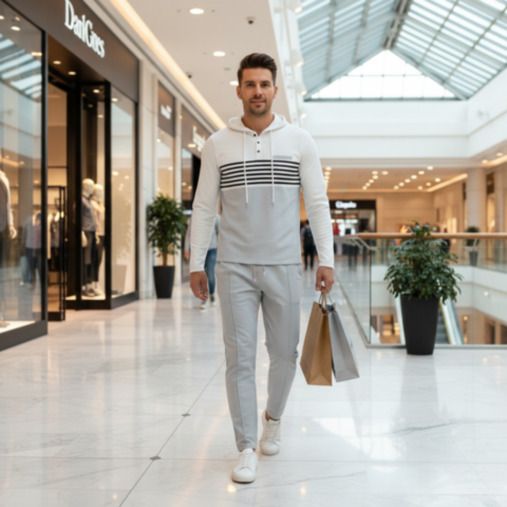Men’s Color Block Tracksuit | 2-Piece Hoodie & Drawstring Jogger Set